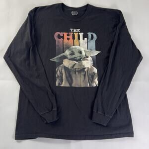 Star Wars The Mandalorian The Child Grogu Long Sleeve Black T-Shirt Men’s Sz.XL